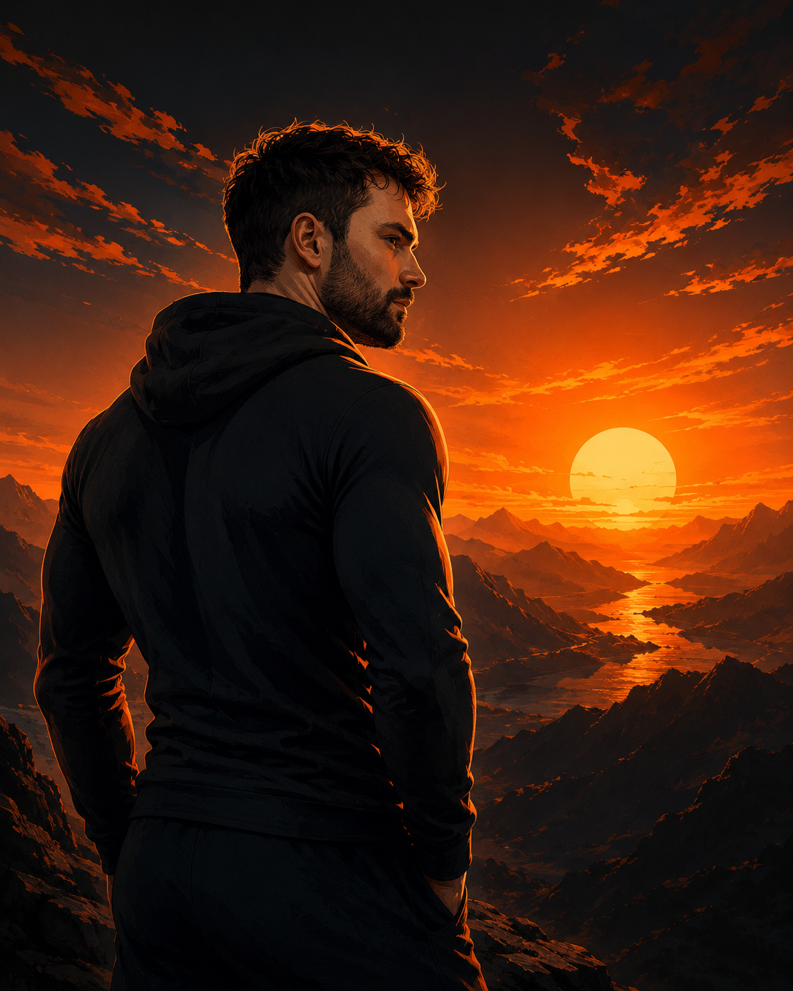 David Šubert pri oranžovom západe slnka ako ilustrácia ku kontaktnému formuláru
